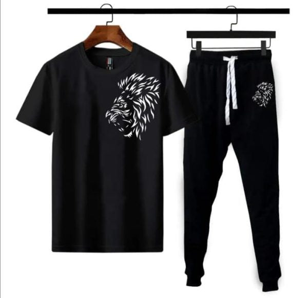 Black Lion Printed Trouser+t-shirts Tracksuit