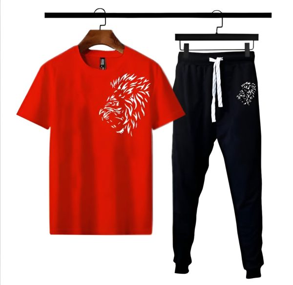 Red Lion Printed Trouser+t-shirts Tracksuit
