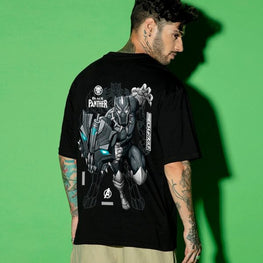 Men’s Black Panther Mech Graphic Printed Over-sized T-shirt