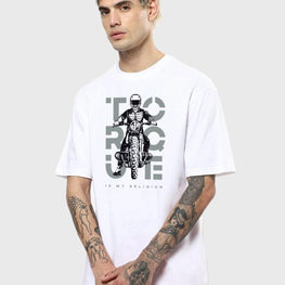 Men’s White Torque Graphic Printed Oversized T-shirt