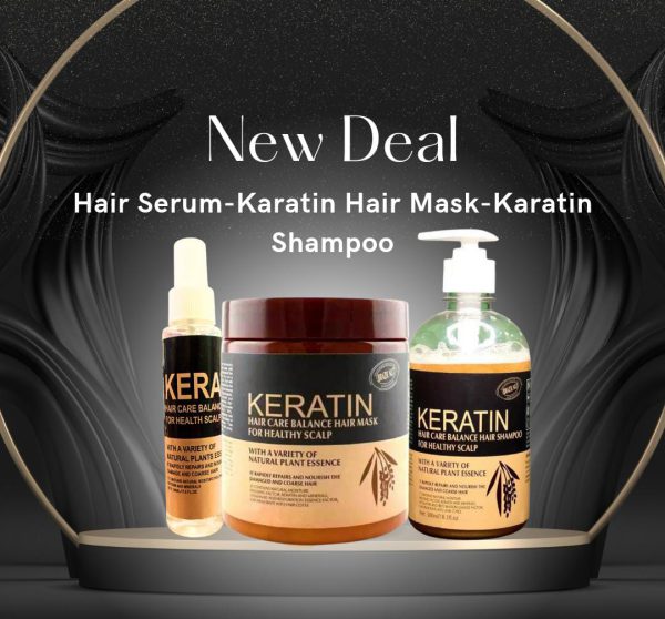 (new Deal) Pack Of 3 Items Keratin Hair Mask| Karatin Shampoo| Karatin Hair Serum